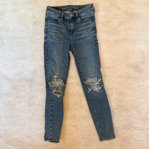 American Eagle Outfitters Girls Ripped Distressed Next Level Stretch Jeans